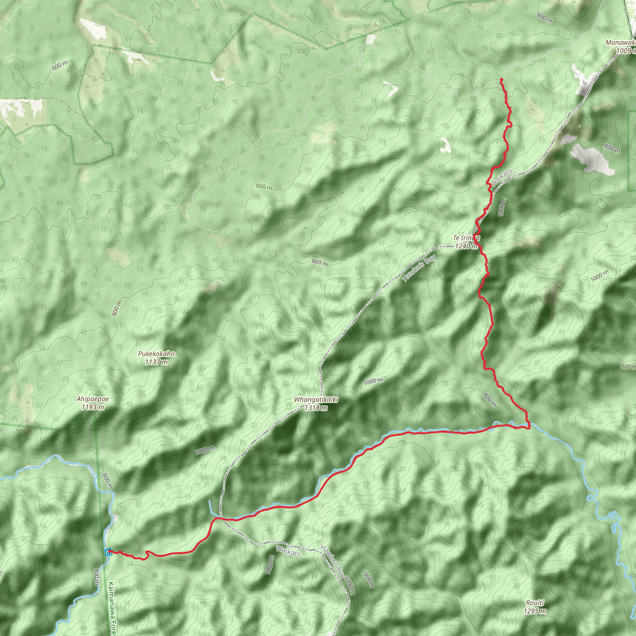 Te Iringa - Oamaru Hut Track - Cascade Hut mobile static map