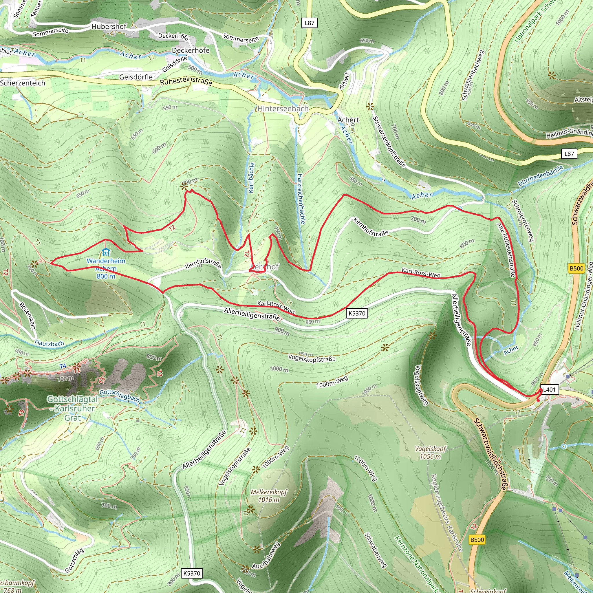 Buchwald and Scherzenfelsen Loop via Achert Kernhof mobile static map