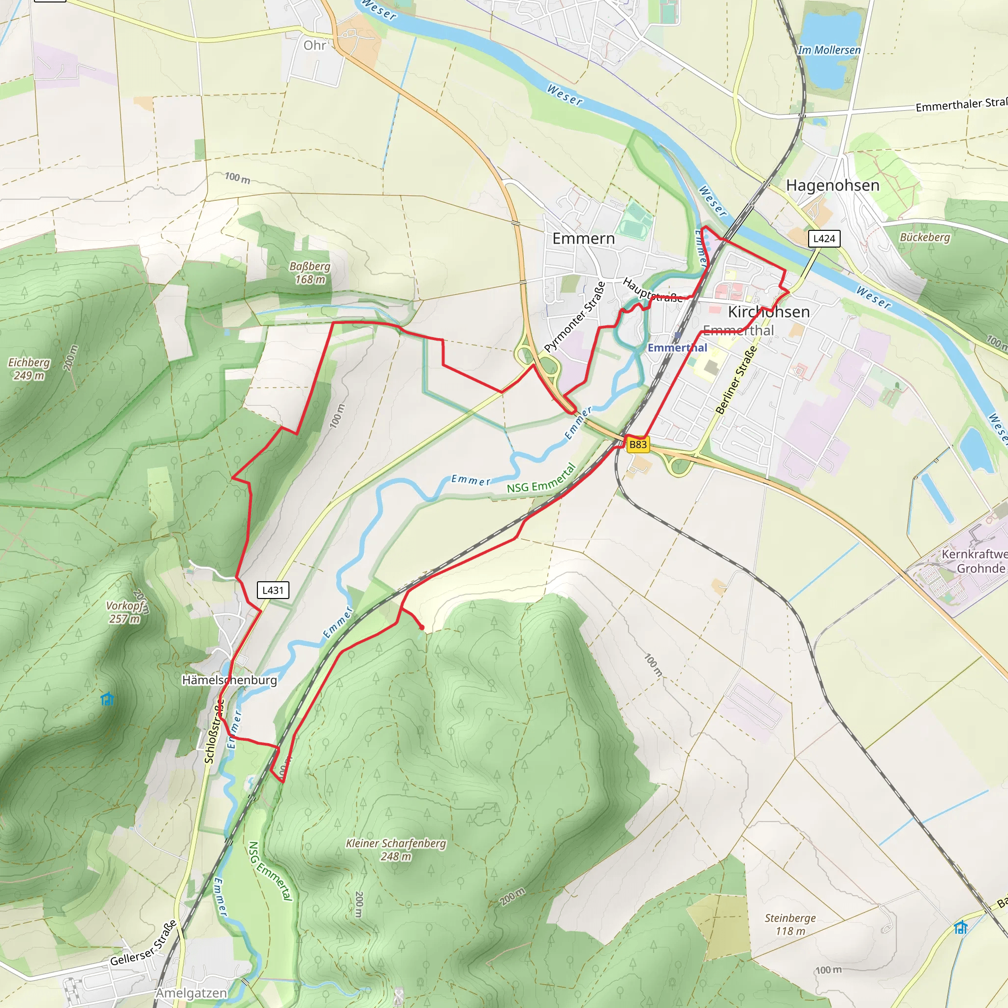 Emmerweg and Weserberglandweg mobile static map