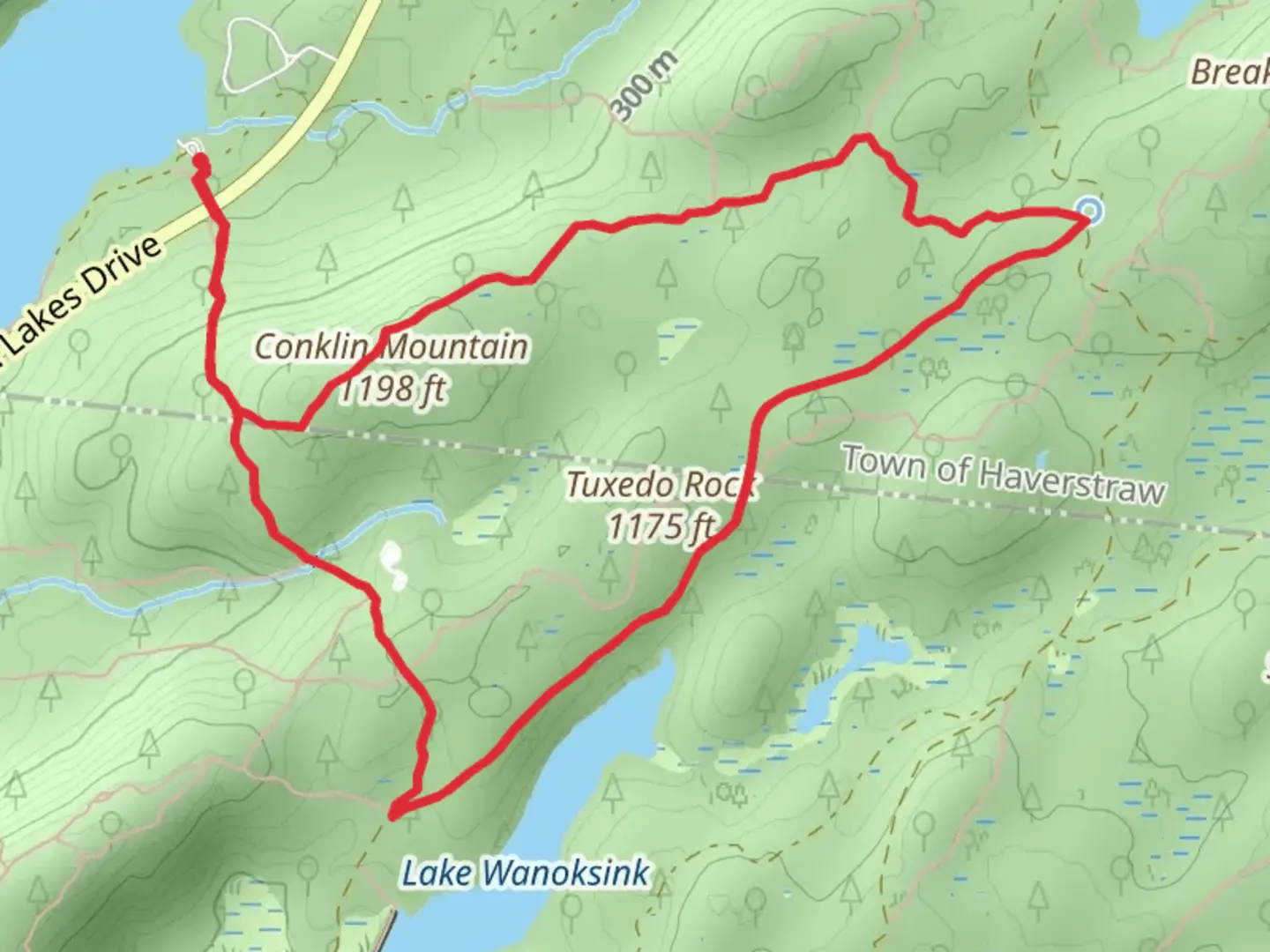 An image depicting the trail Conklin Mountain and Tuxedo Rock Loop Trail and its surrounding area.