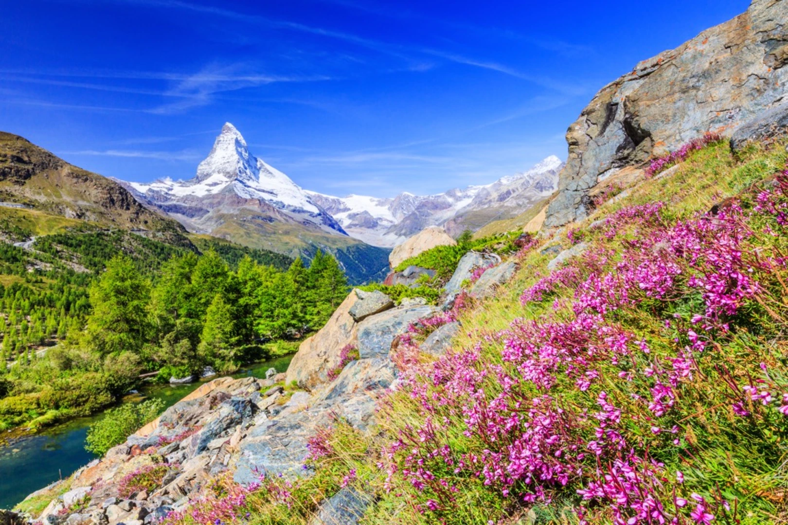 An image depicting the trail Tour Monte Rosa and its surrounding area.
