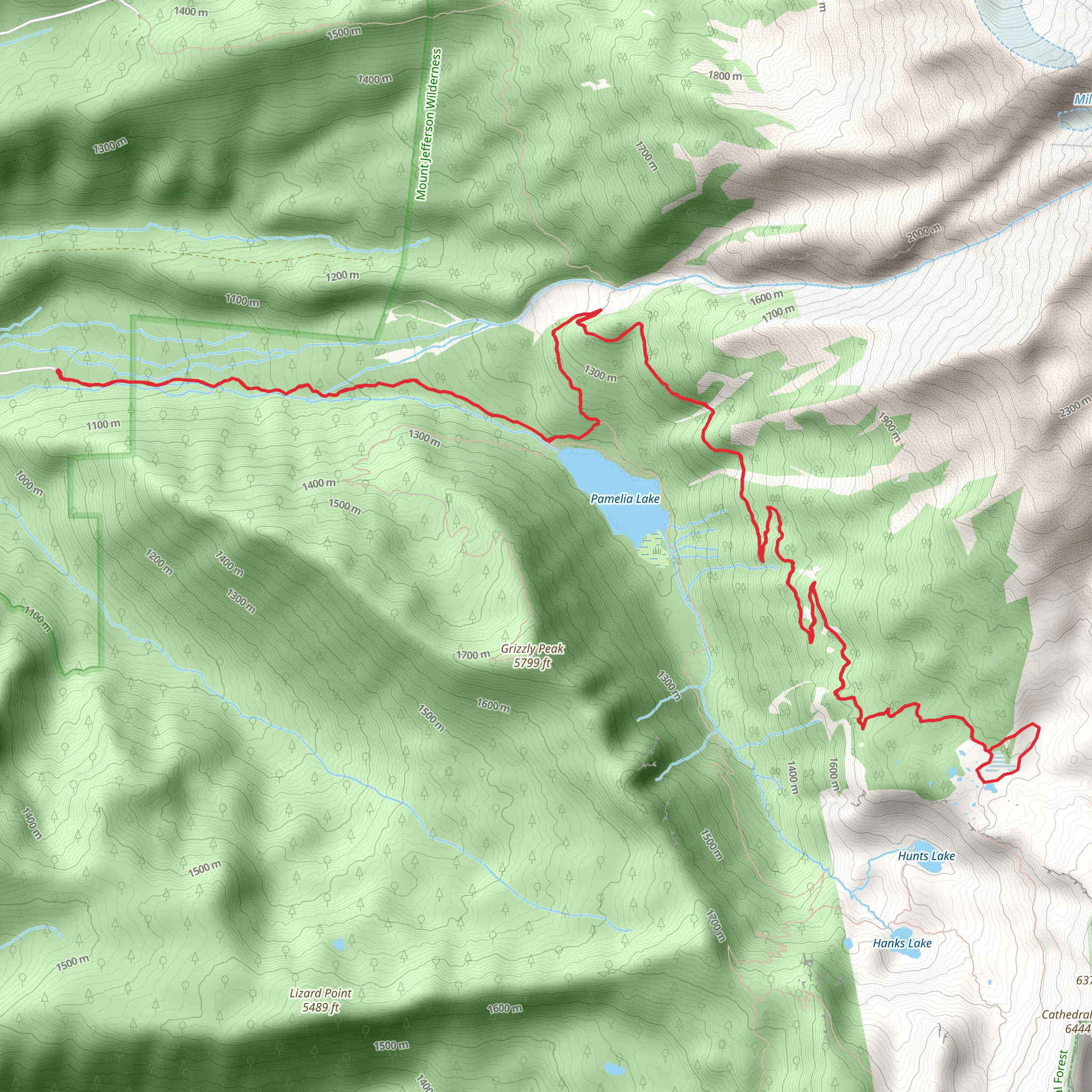 Pamelia Lake via PCT mobile static map