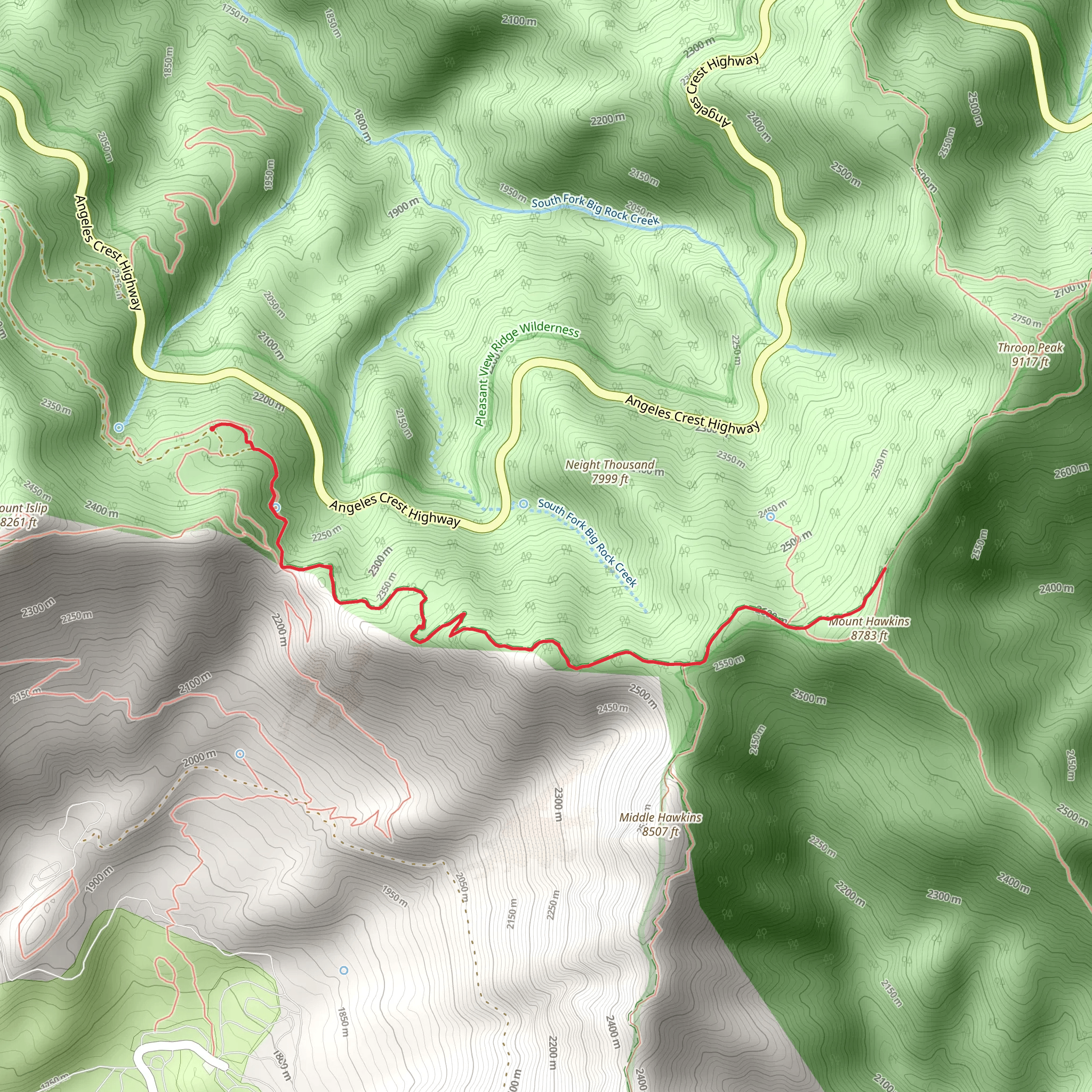 Mount Hawkins via Pacific Crest Trail mobile static map