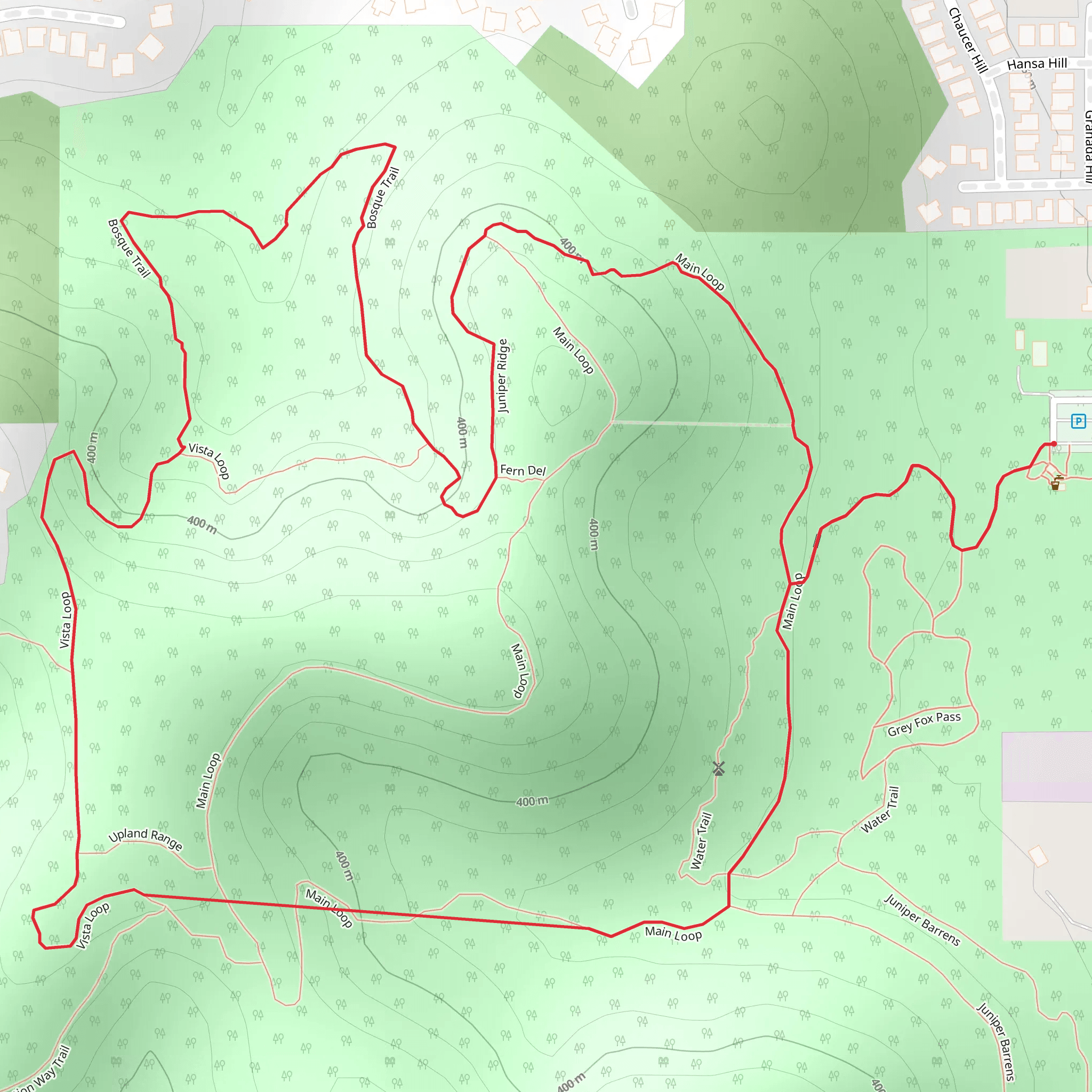 Juniper Ridge, Bosque and Main Loop Trail mobile static map