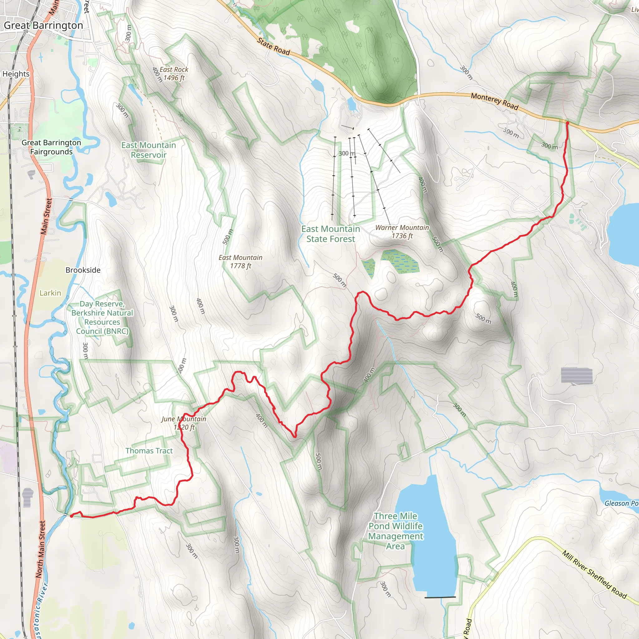 June Mountain via Appalachian Trail mobile static map