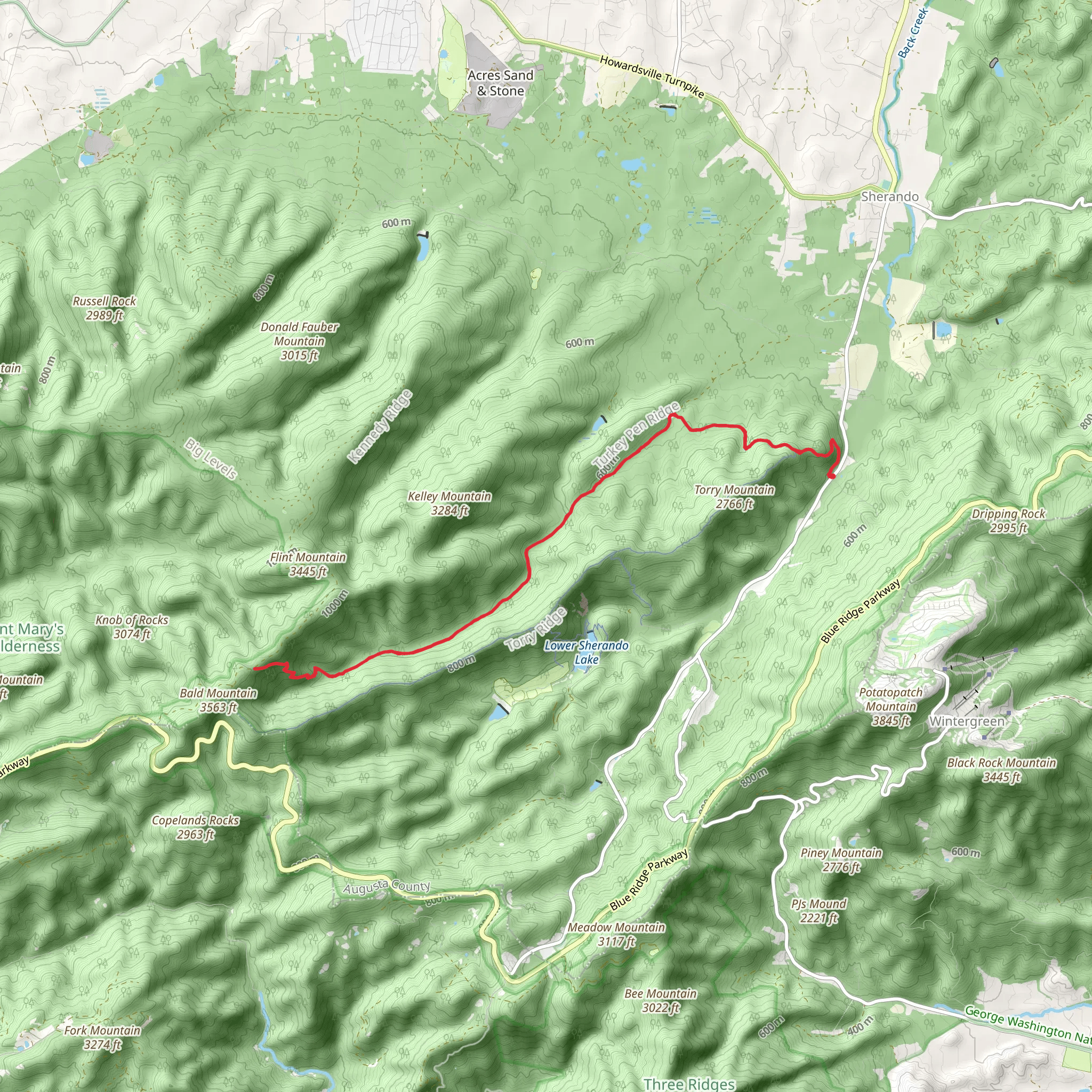 Mills Creek via Torry Ridge Trail mobile static map