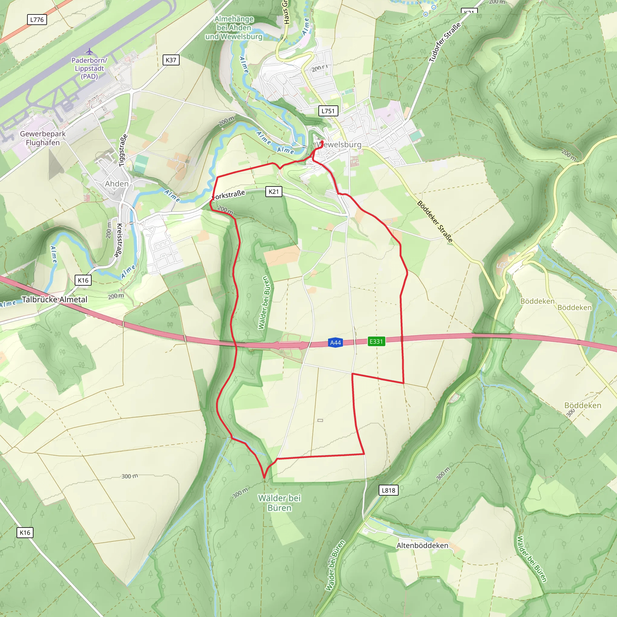 Ahdener Talweg Loop mobile static map