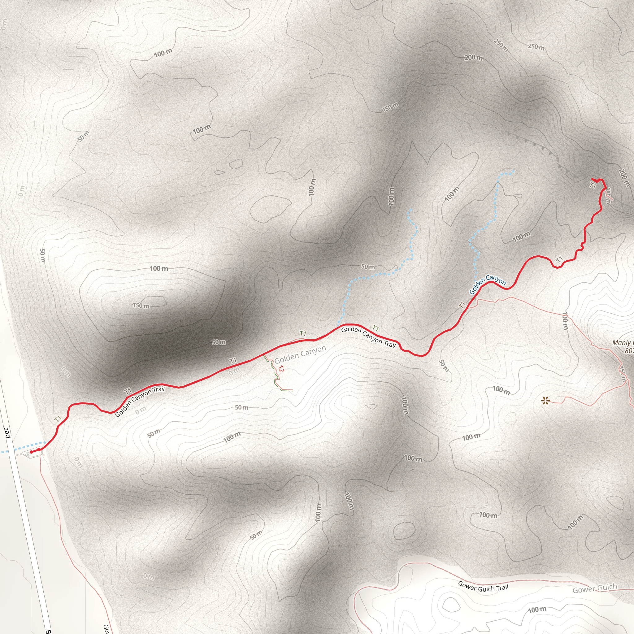 Red Cathedral via Golden Canyon Trail mobile static map