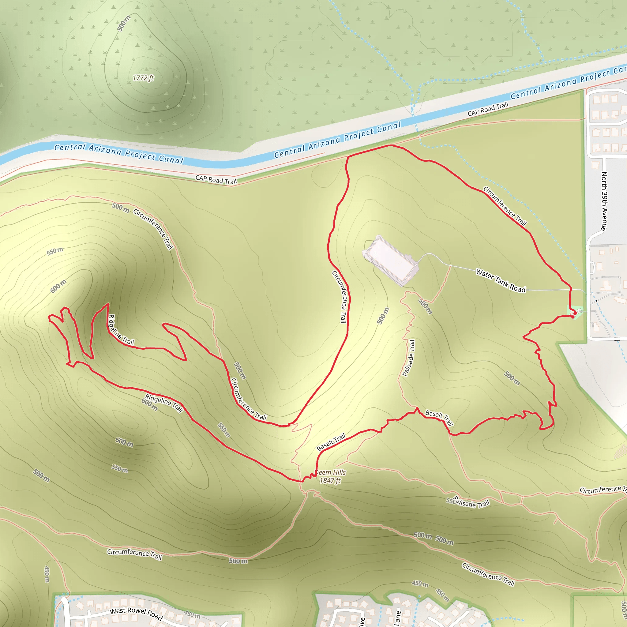 Basalt, Ridgeline and Circumference Loop Trail mobile static map