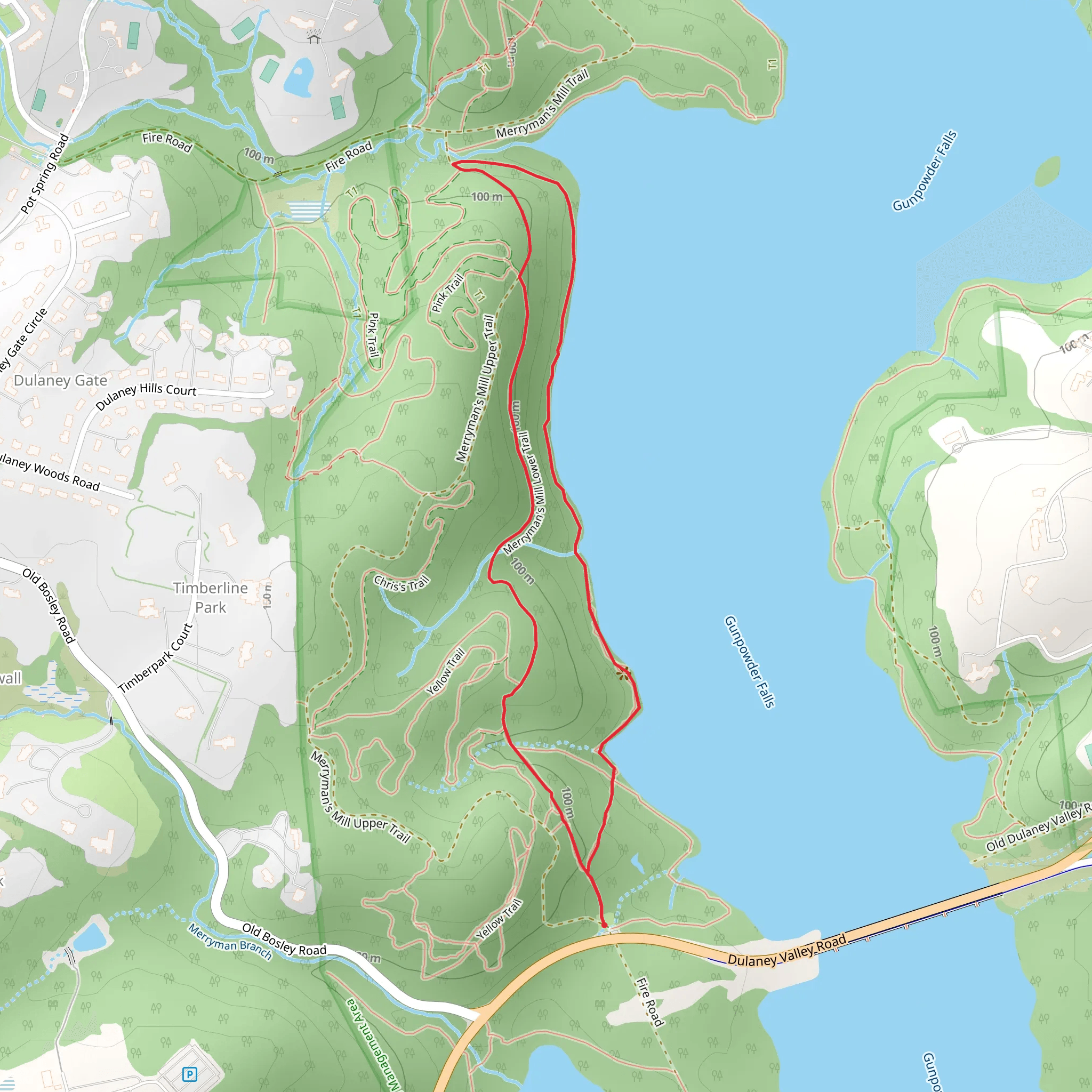 Shore and Merryman's Mill Loop Trail - SHort mobile static map