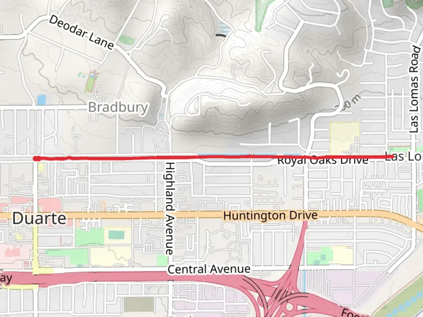 An image depicting the trail Royal Oaks Drive and Park and its surrounding area.