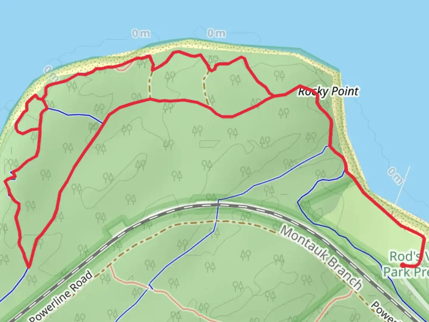 An image depicting the trail Old North Road and Duck Bluff Loop Trail and its surrounding area.
