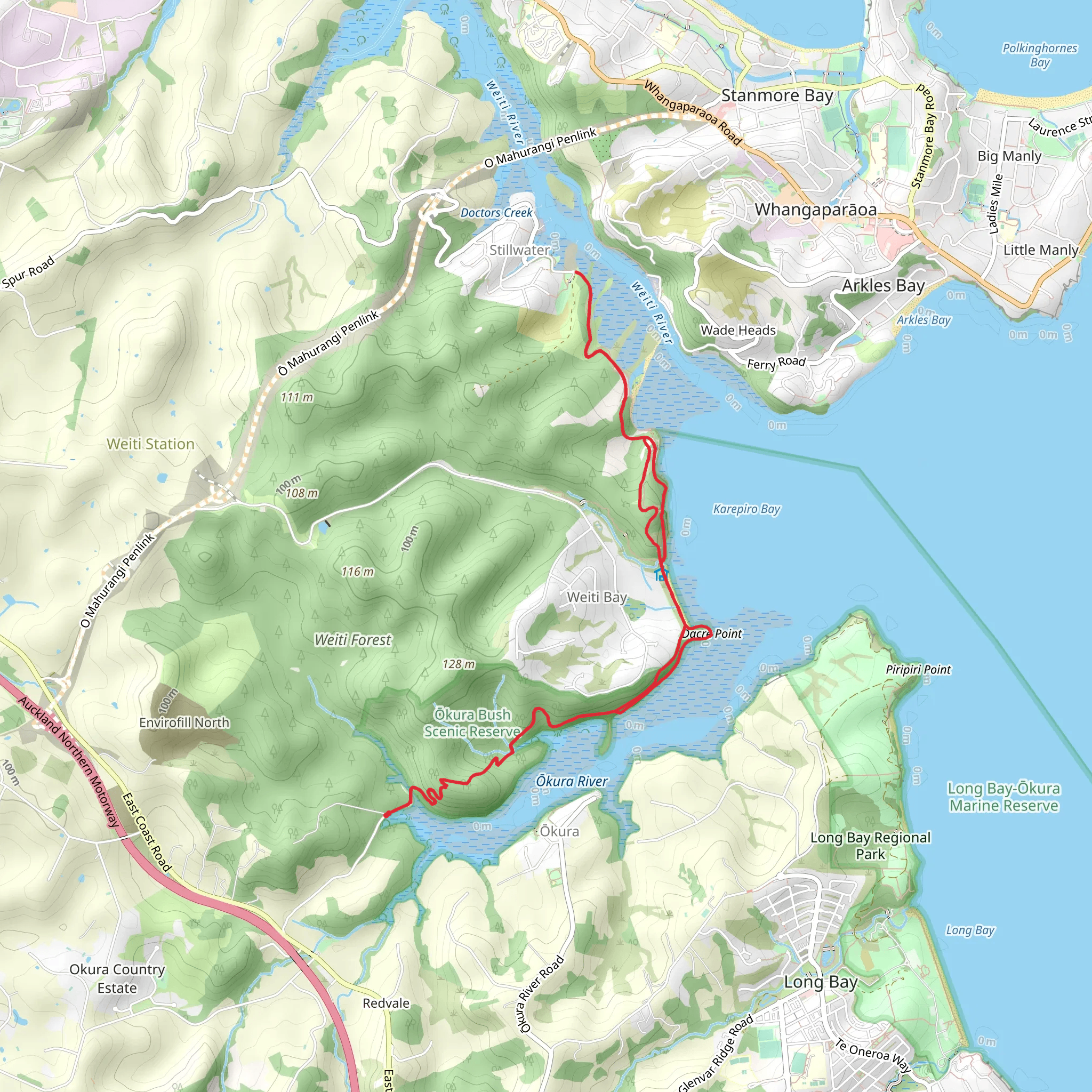 Okura Bush Walkway mobile static map