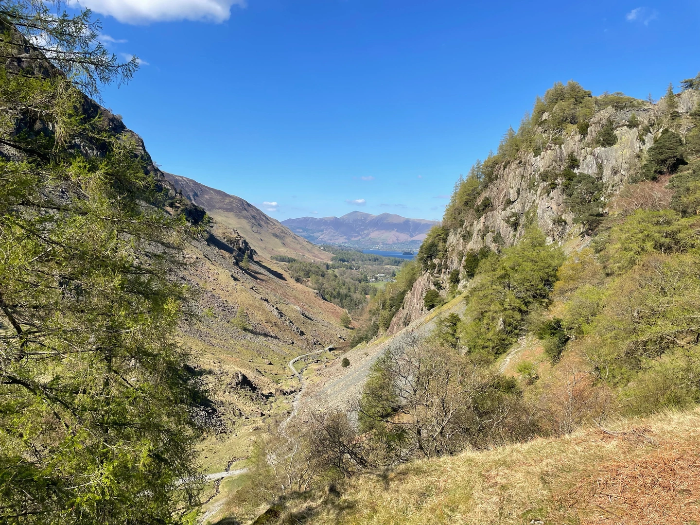 An image depicting the trail Seatoller to Grange inc Lingy Bank, Castle Crag & High Doat and its surrounding area.