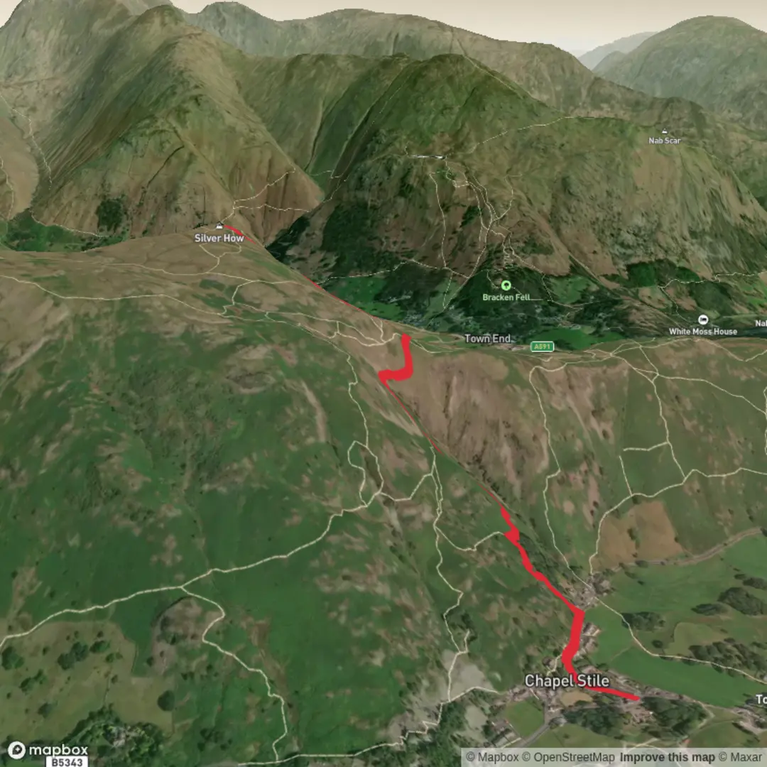 An image depicting the trail SILVER HOW and its surrounding area.
