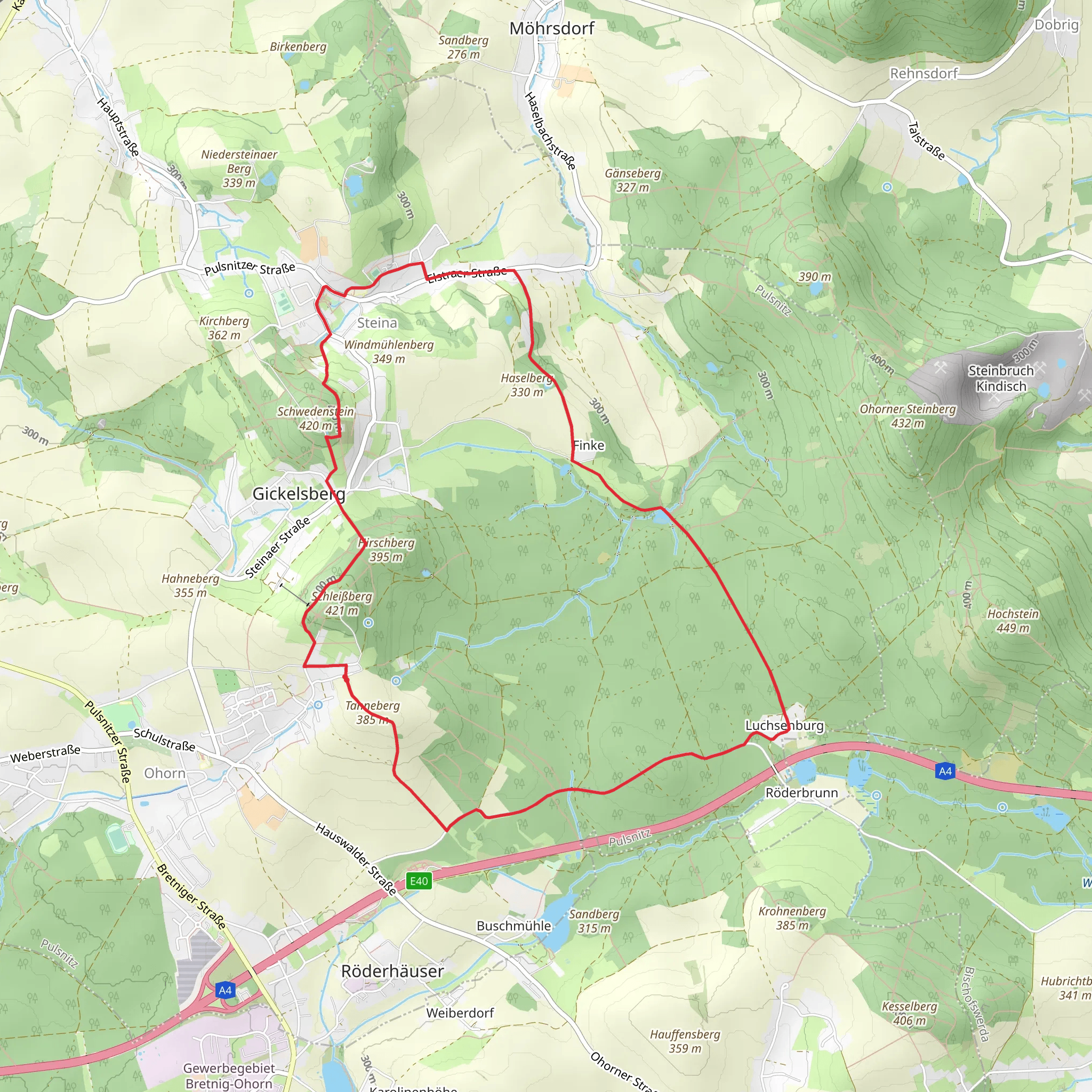 Tanneberg via Luchsenburgweg mobile static map