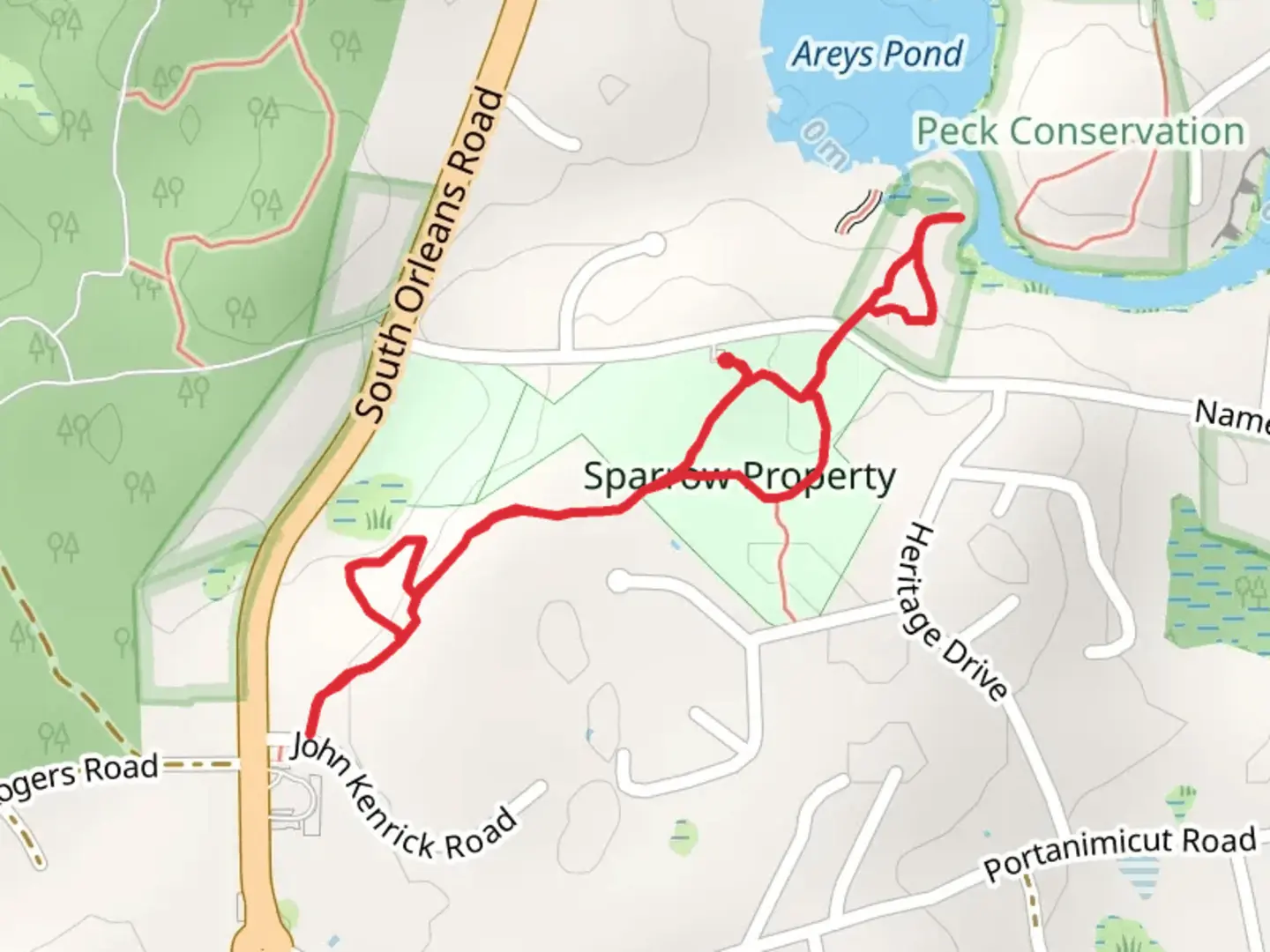 An image depicting the trail Sparrow Property Loop and its surrounding area.