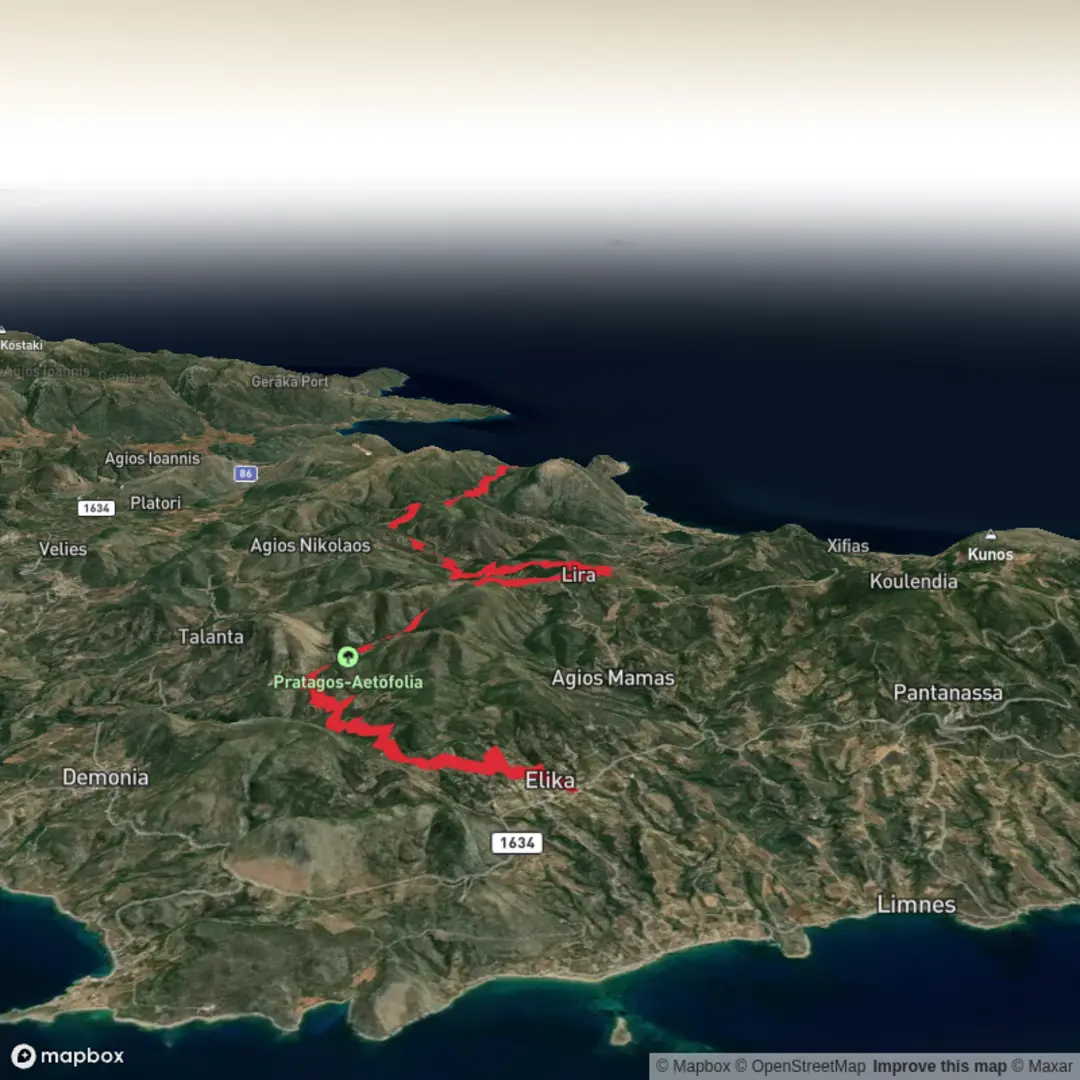 An image depicting the trail Elika - Lira - Monemvasia and its surrounding area.