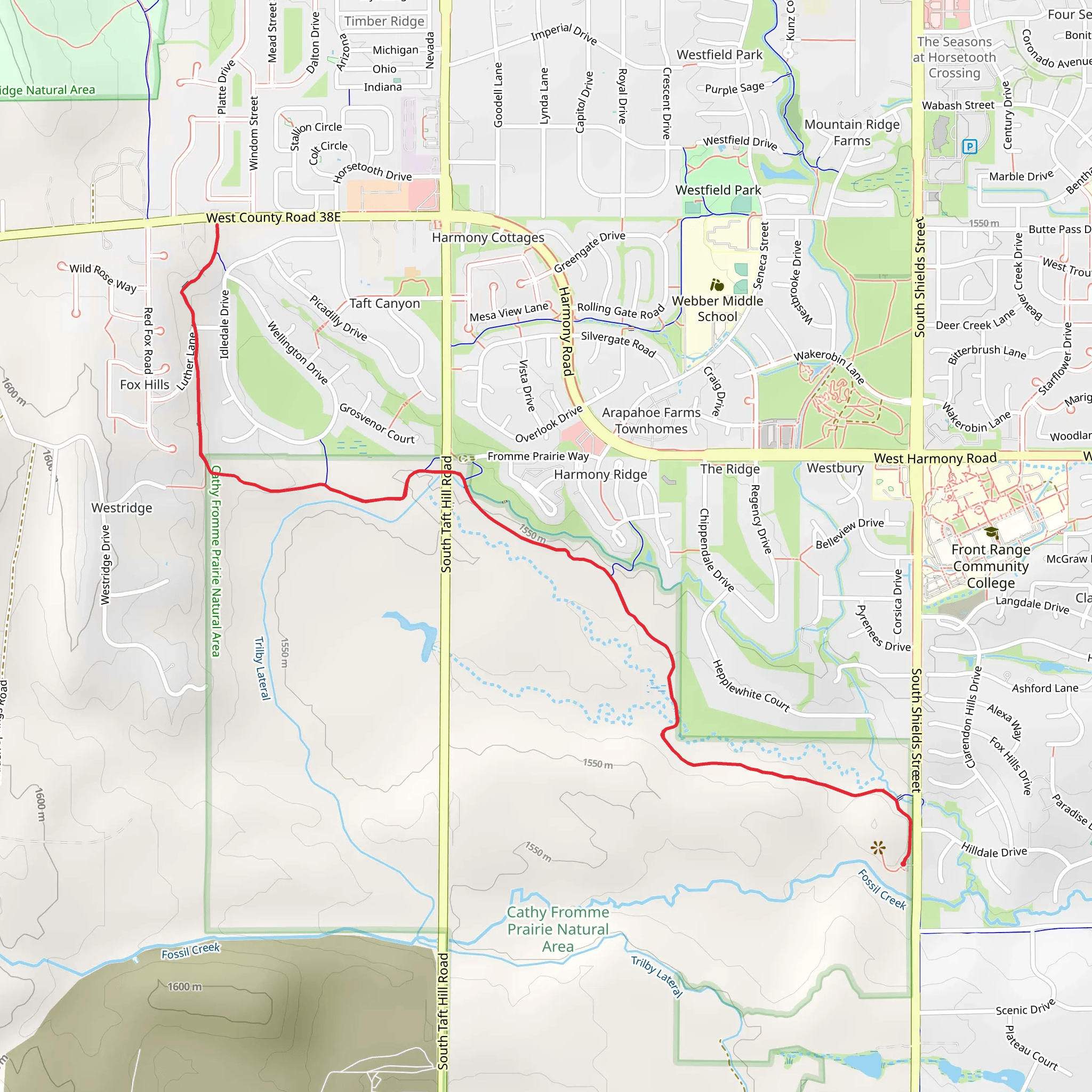 Fossil Creek Trail - South Shields Street mobile static map