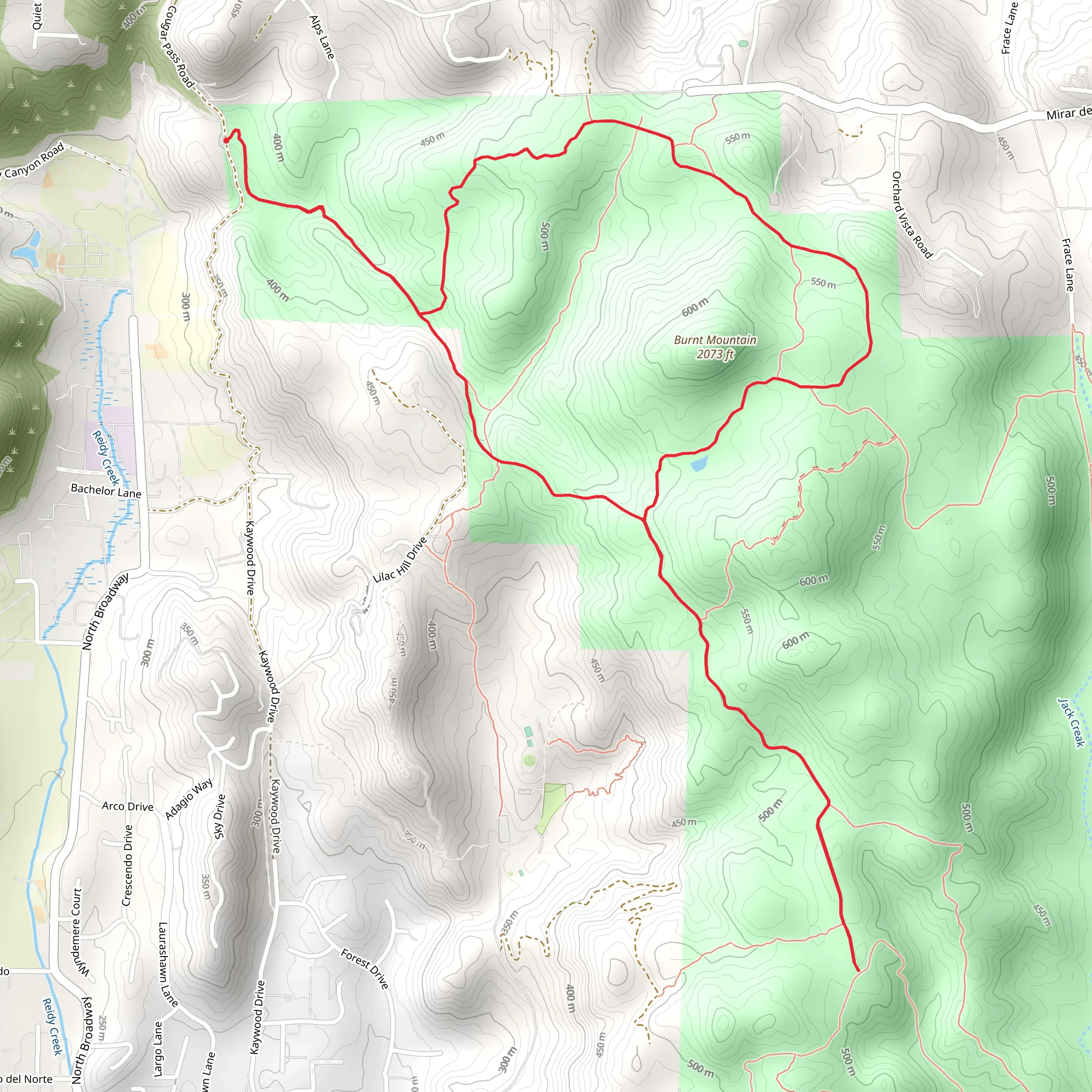 Cougar Ridge and Engelmann Oak Loop Trail mobile static map