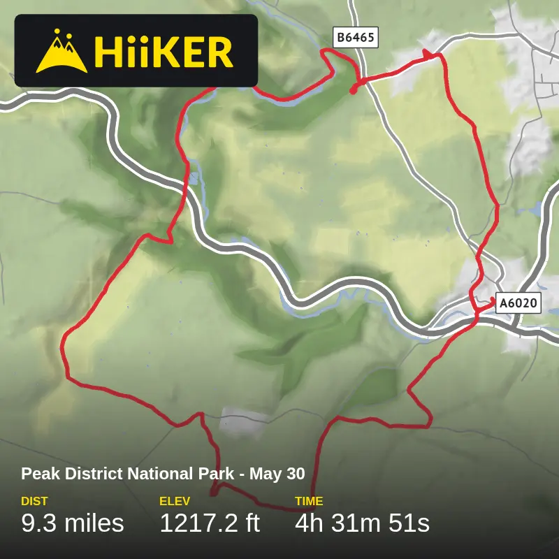 A map preview of the recording Peak District National Park - May 30.