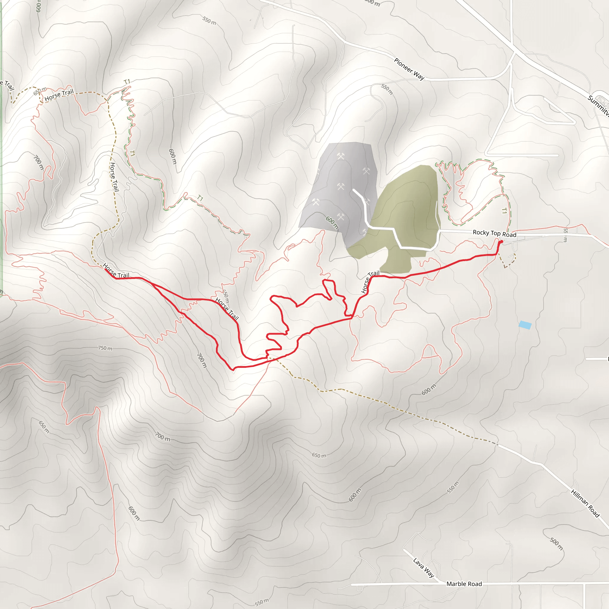 Bench and Orange Harvester Loop Trail mobile static map