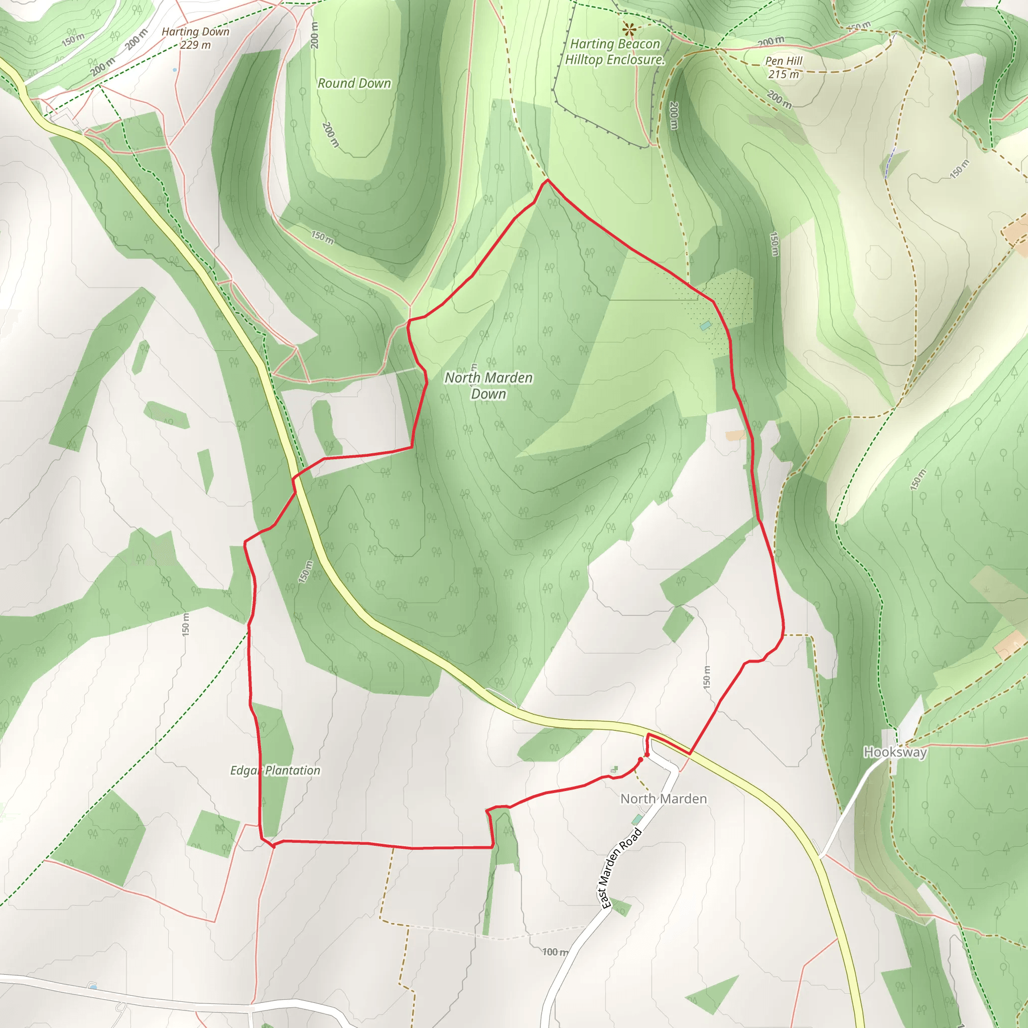 North Marden Down Long Loop mobile static map