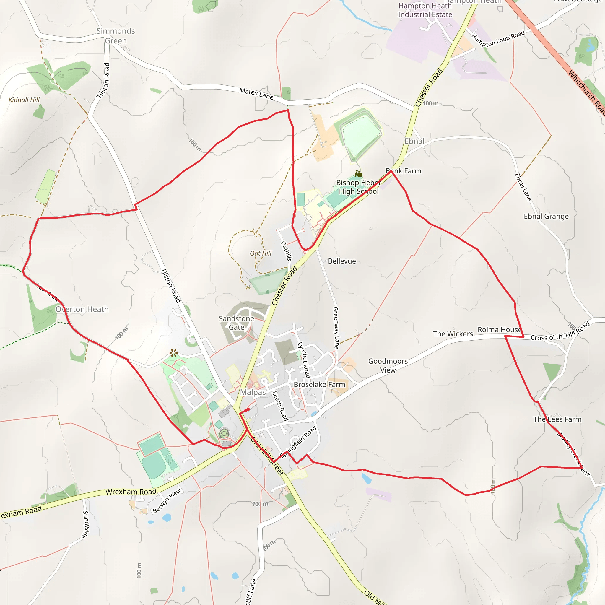 Cross o'th Hill from Malpas mobile static map