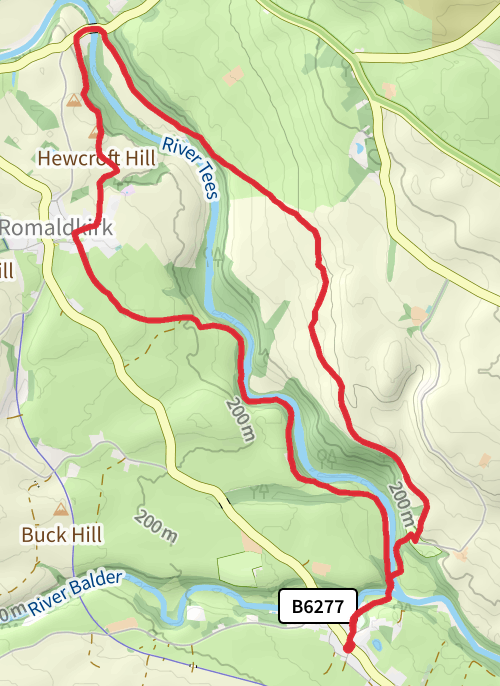 Cotherstone Eggleston bridge loop mobile static map