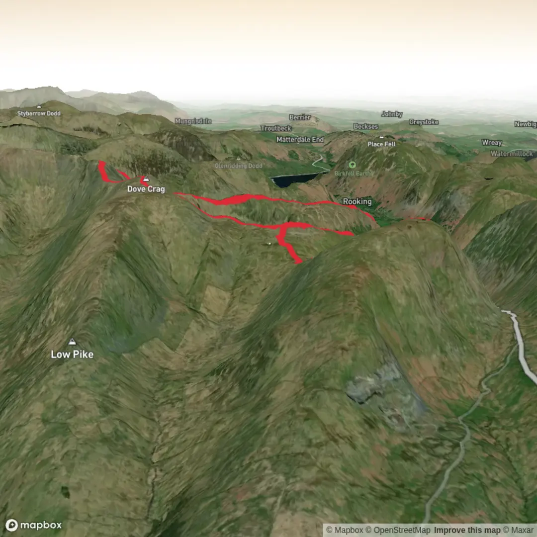 An image depicting the trail Red Screes West Kirkstone Loop - 7 WRs and its surrounding area.
