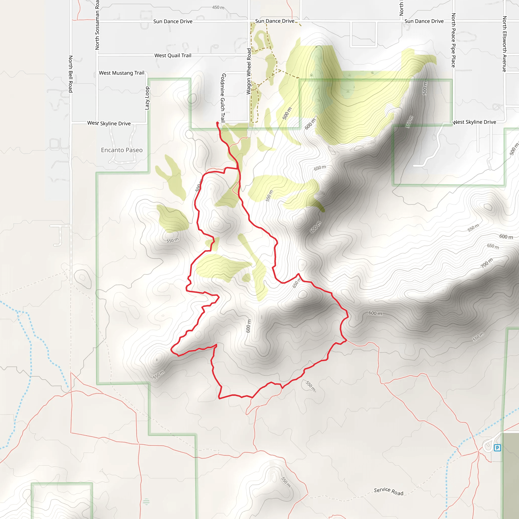 Goldmine and Dynamite Loop Trail mobile static map