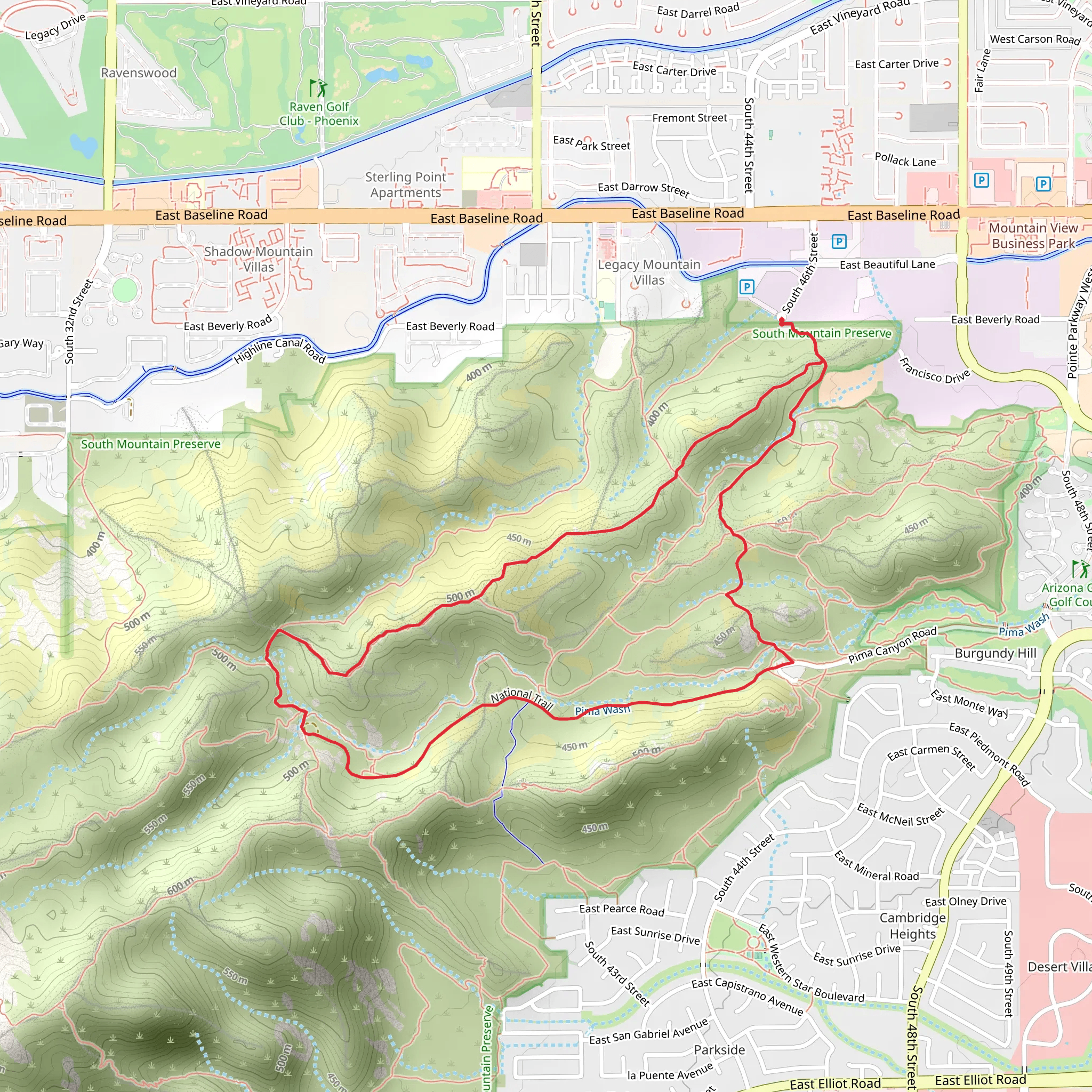 Pima Wash Loop mobile static map
