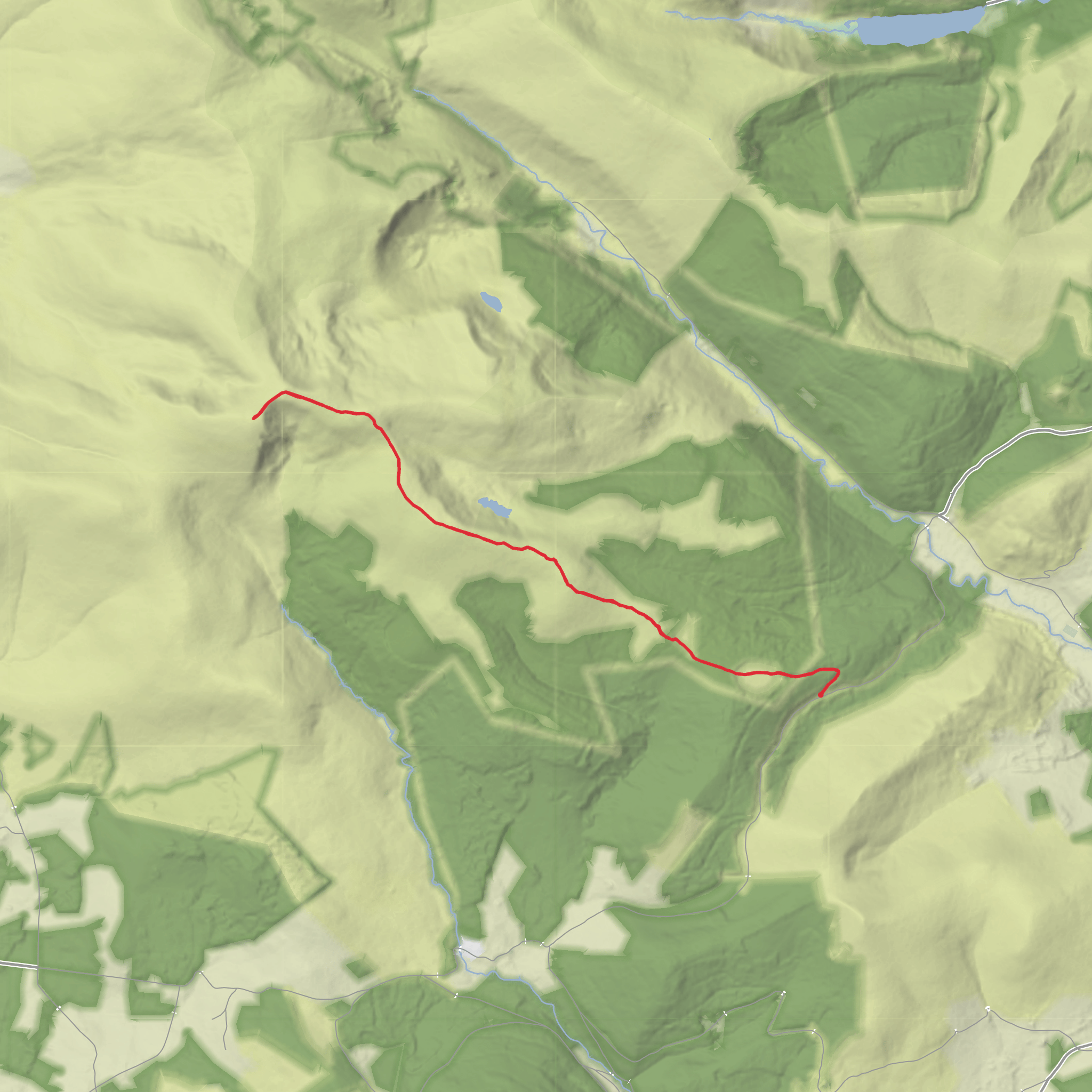 Drumgoff to Lugnaquilla over Carrawaystick, Corrigaslegguan & Kelly’s Lough mobile static map