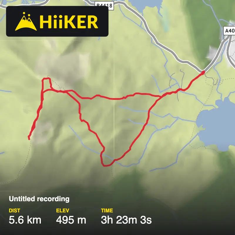 A map preview of the recording Nantlle Ridge.