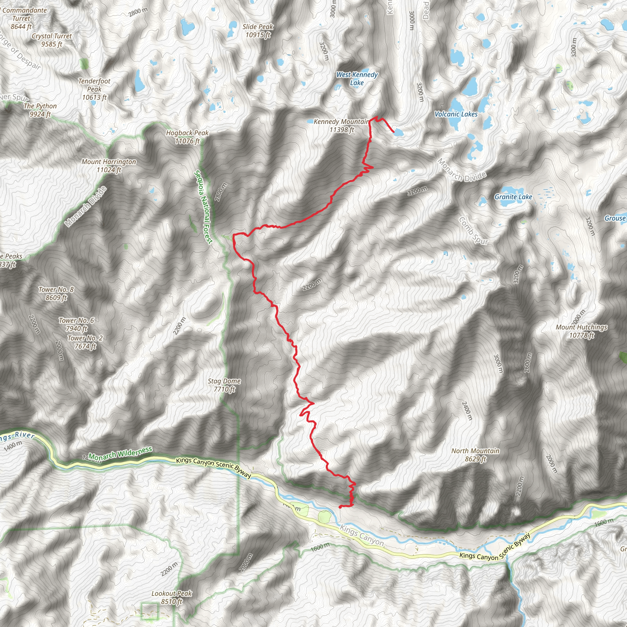 East Kennedy Lake and Kennedy Pass via Hotel Creek Trail mobile static map