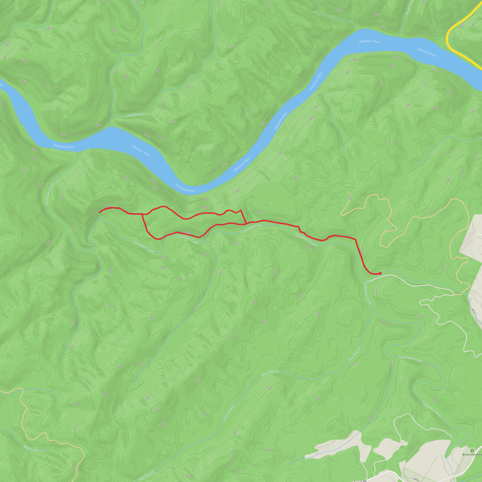 Turtletown Falls Loop mobile static map