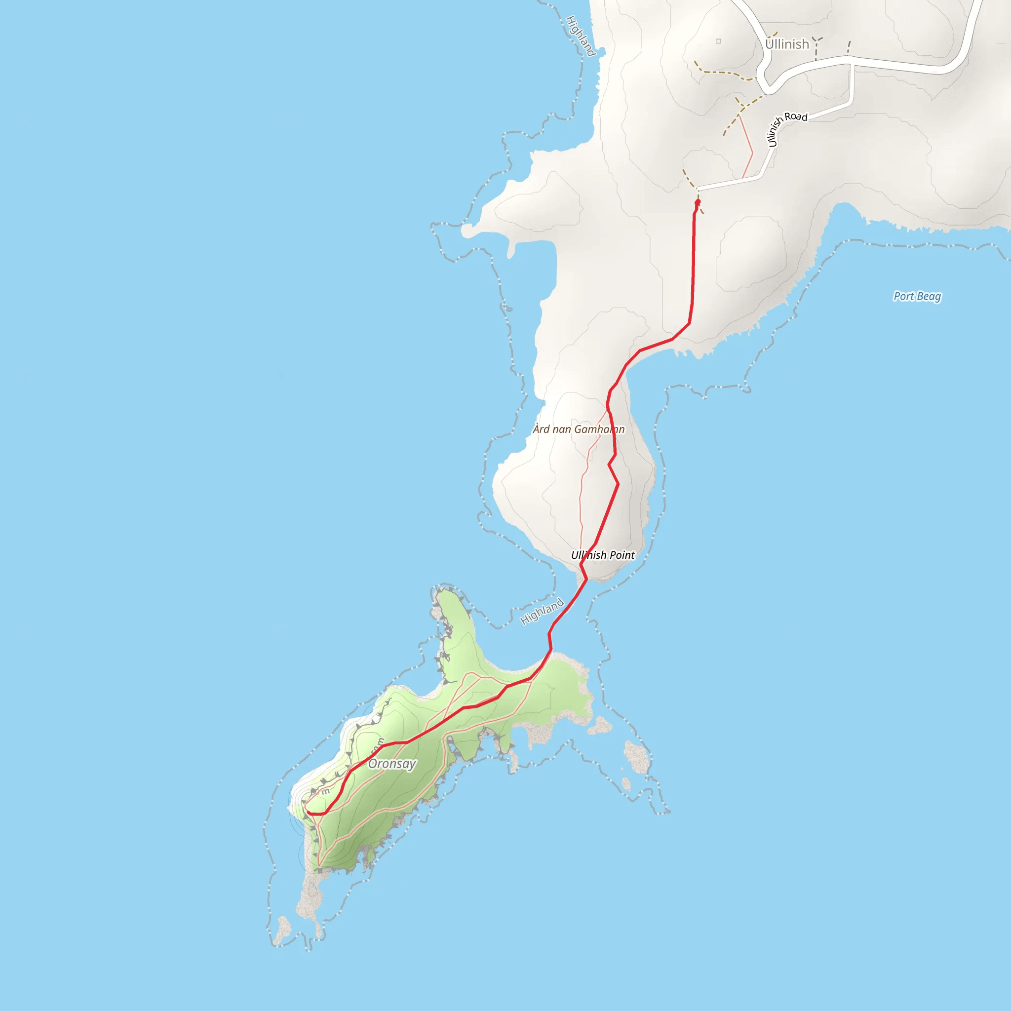 Oronsay Island Walk from Ullinish mobile static map