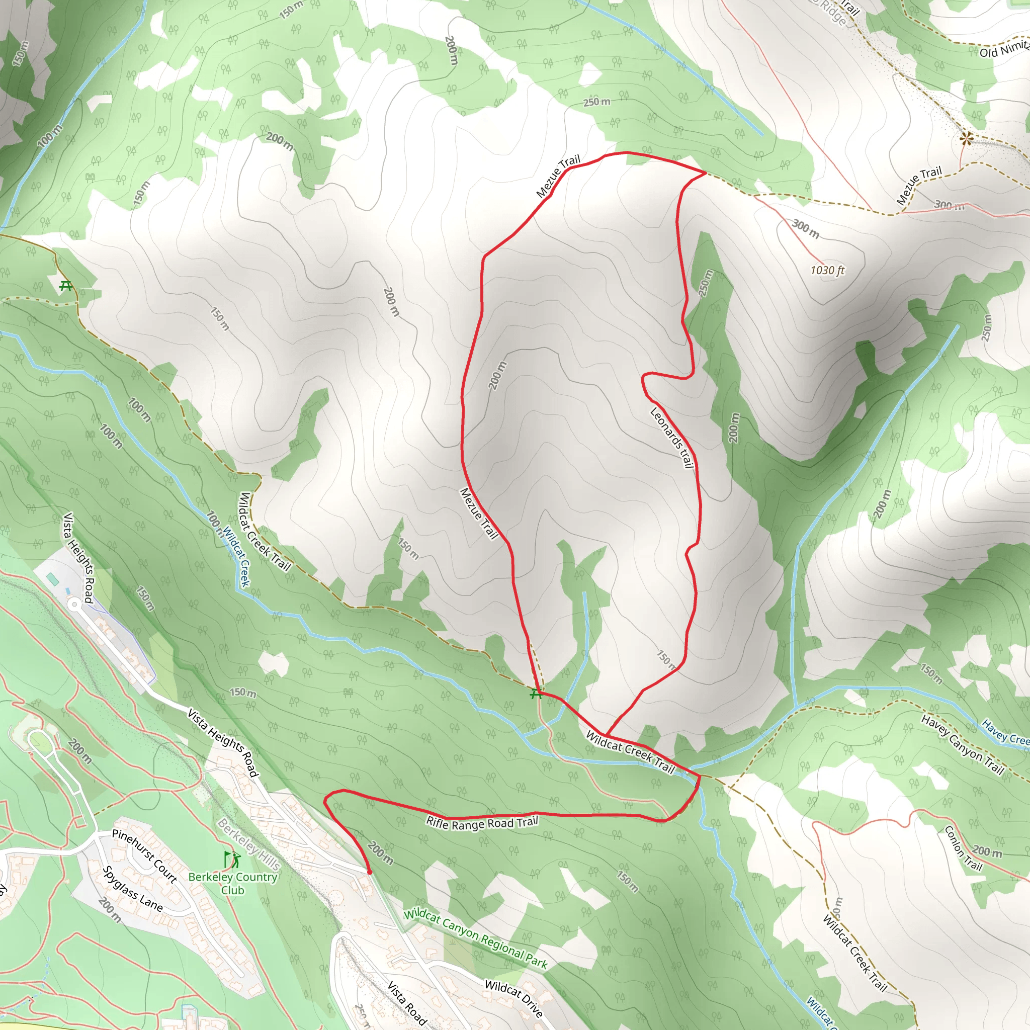 Wildcat Creek, Leonards and Mezue Loop Trail mobile static map