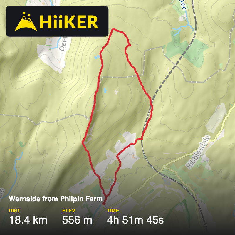 A map preview of the recording Wernside from Philpin Farm - long route.
