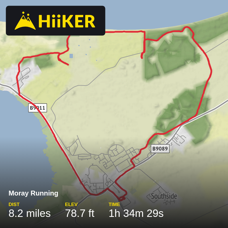 A map preview of the recording Moray Running.