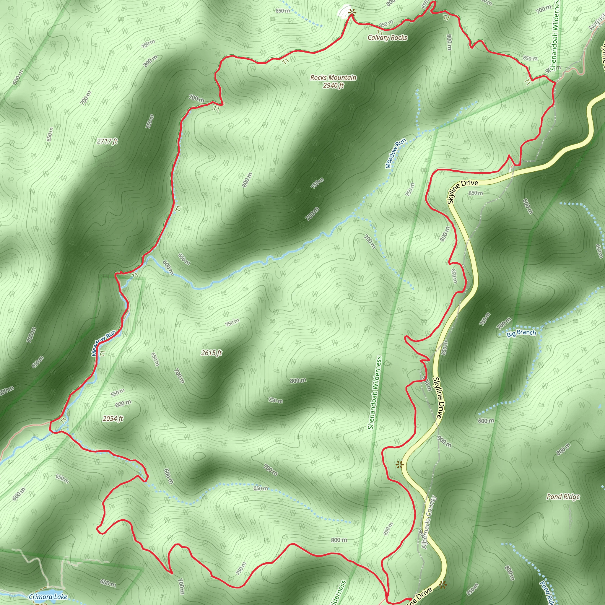 Chimney Rock and Riprap Loop Trail mobile static map