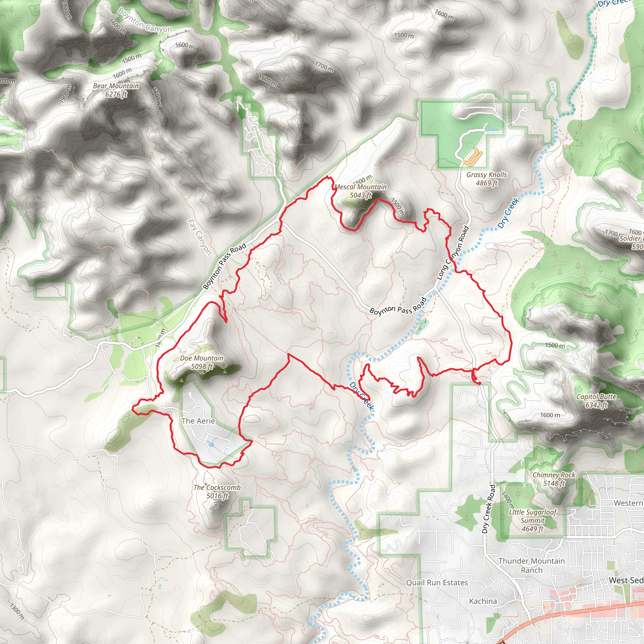 Anaconda, Cockscomb and Deadman's Pass Loop Trail mobile static map