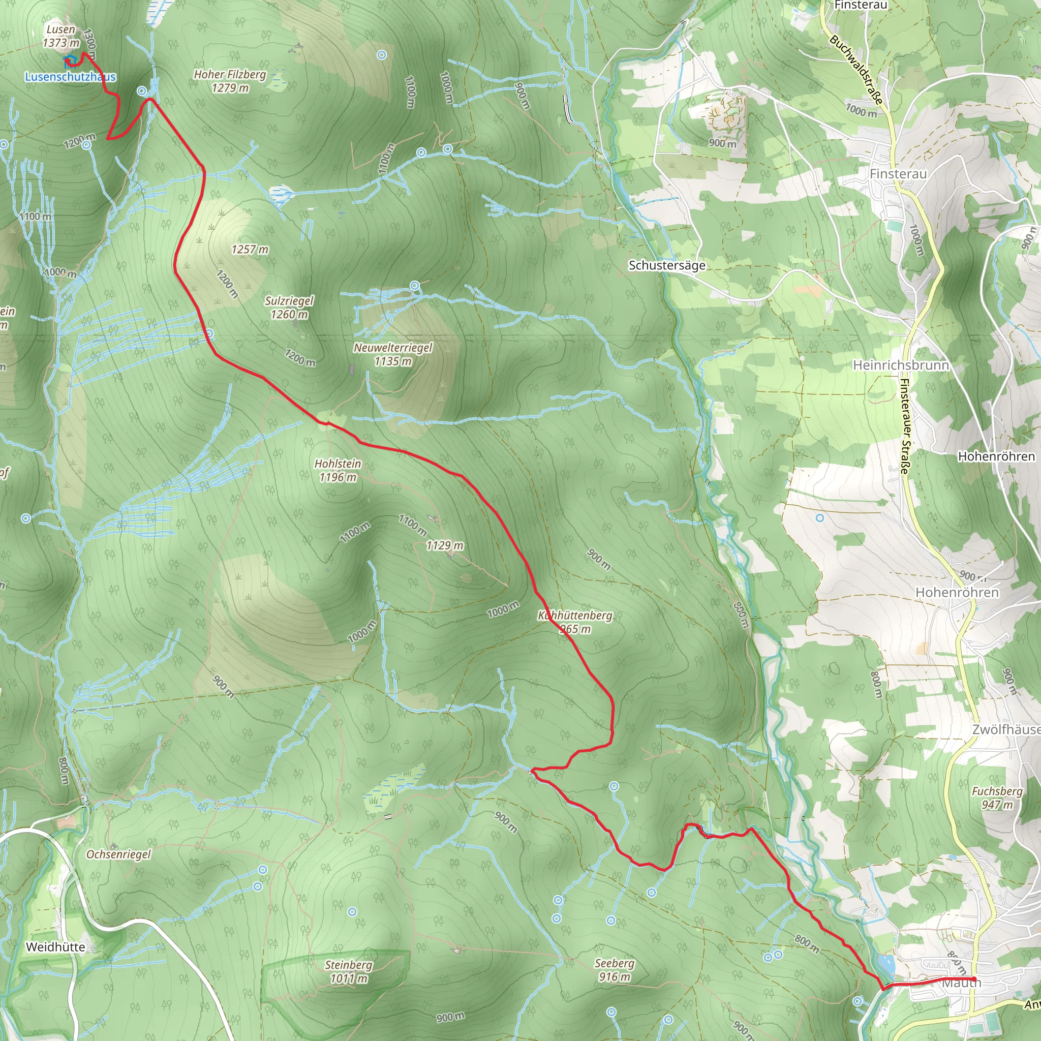 Lusenschutzhaus to Mauth via Eisvogel mobile static map