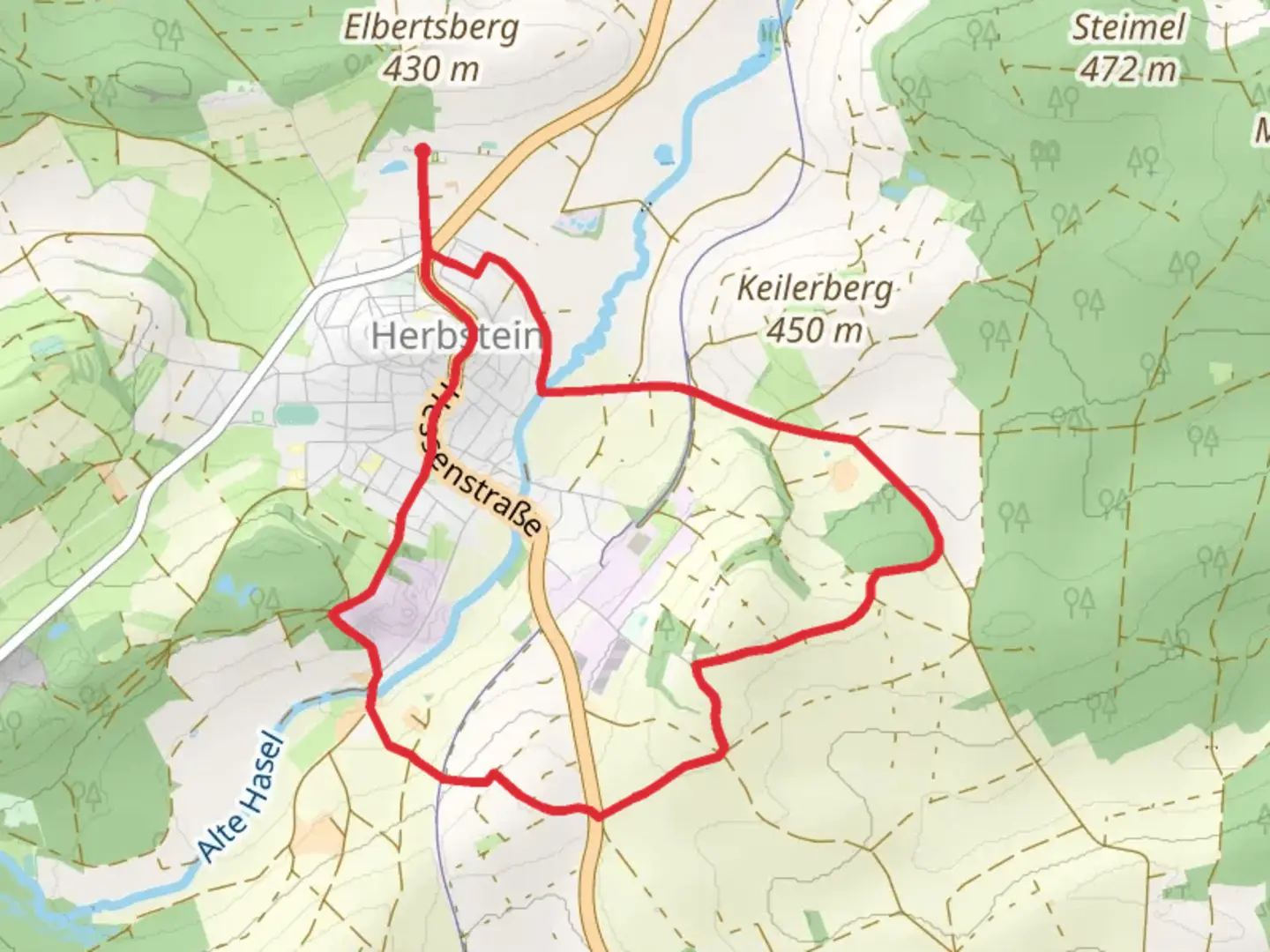 An image depicting the trail Terrainkur 7 Loop and its surrounding area.