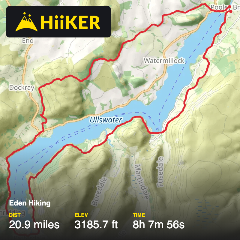 A map preview of the recording Ullswater way.