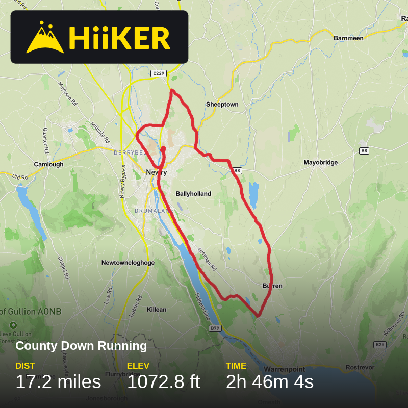 A map preview of the recording County Down Running.