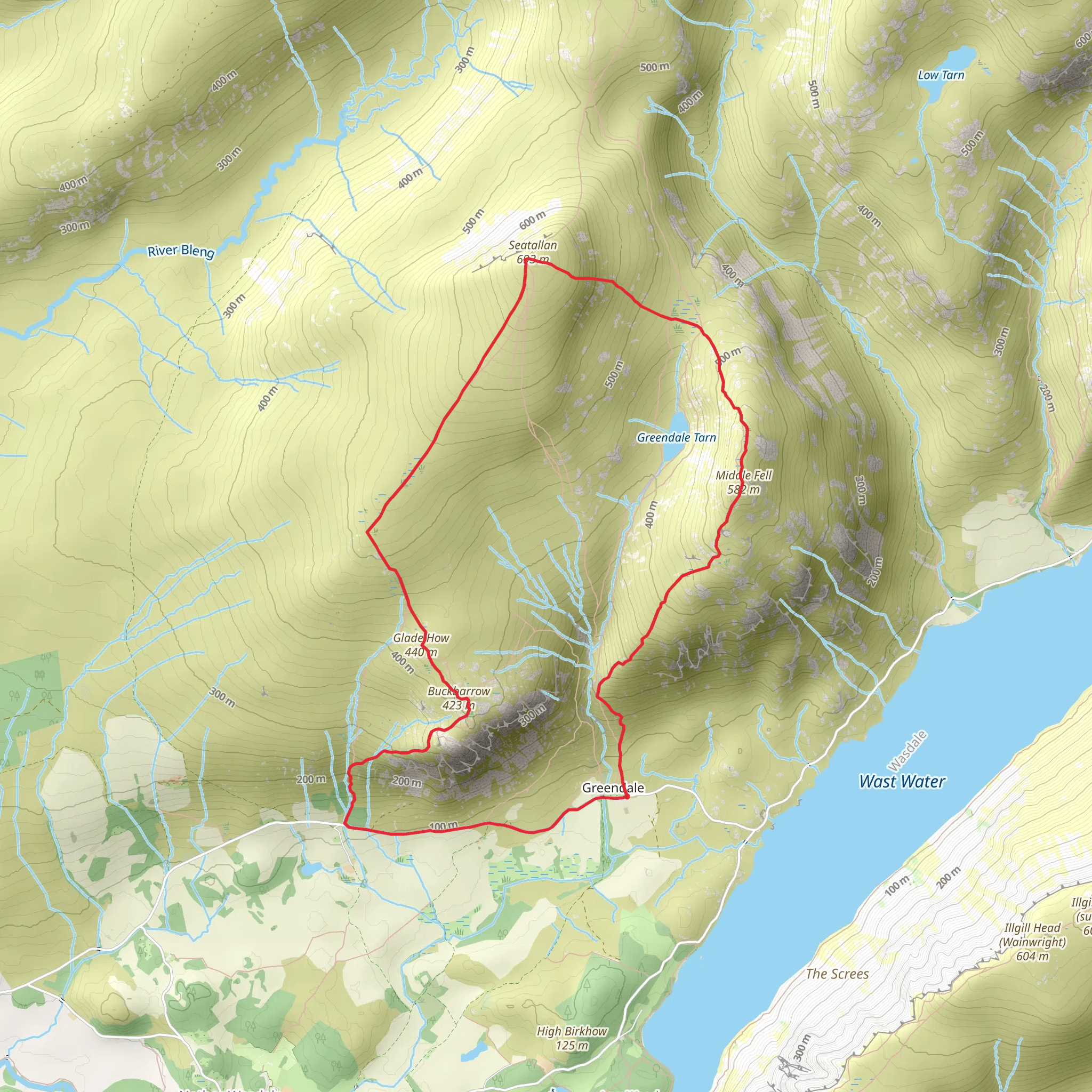 Buckbarrow, Seatallan and Middle Fell Loop mobile static map