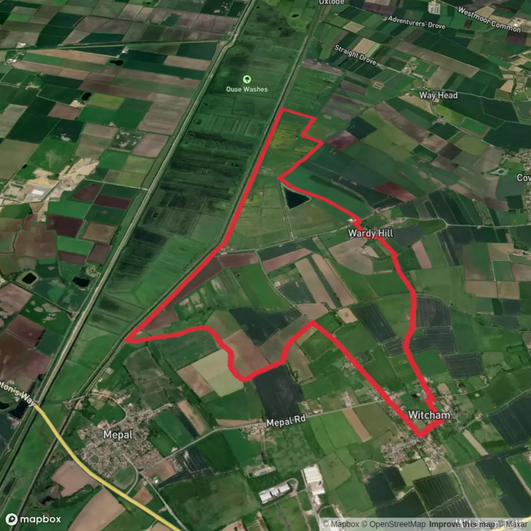 An image depicting the trail Witcham Hythe and Wardy Hill Loop and its surrounding area.