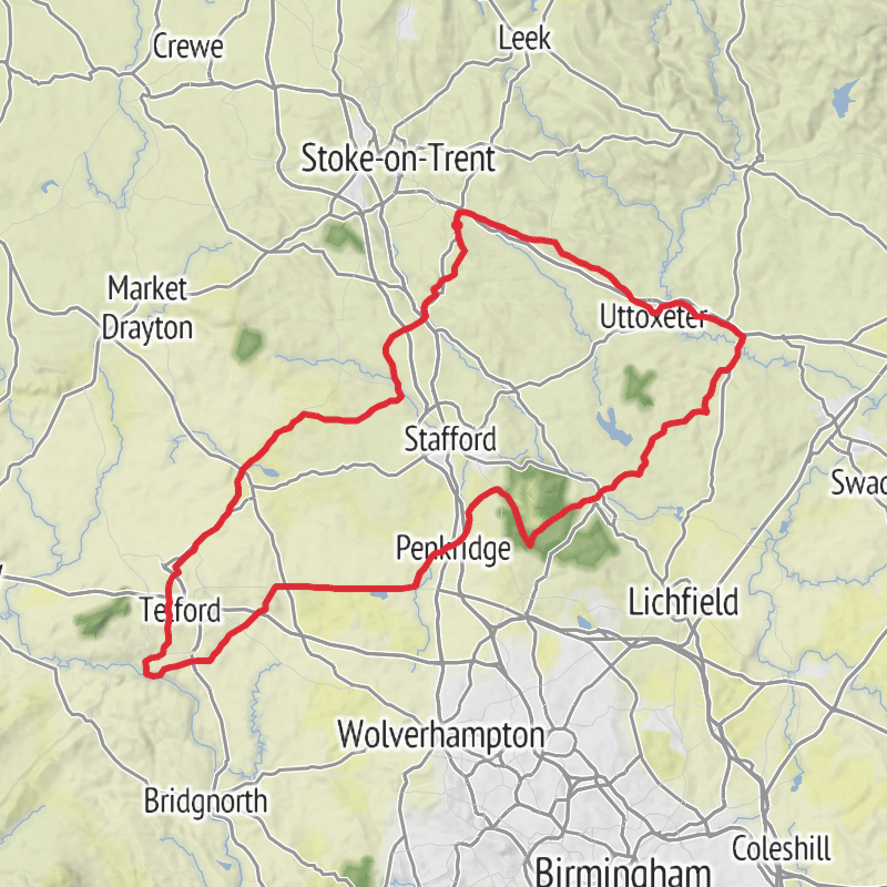 A map preview of the recording Stoke-on-Trent Road Cycling.