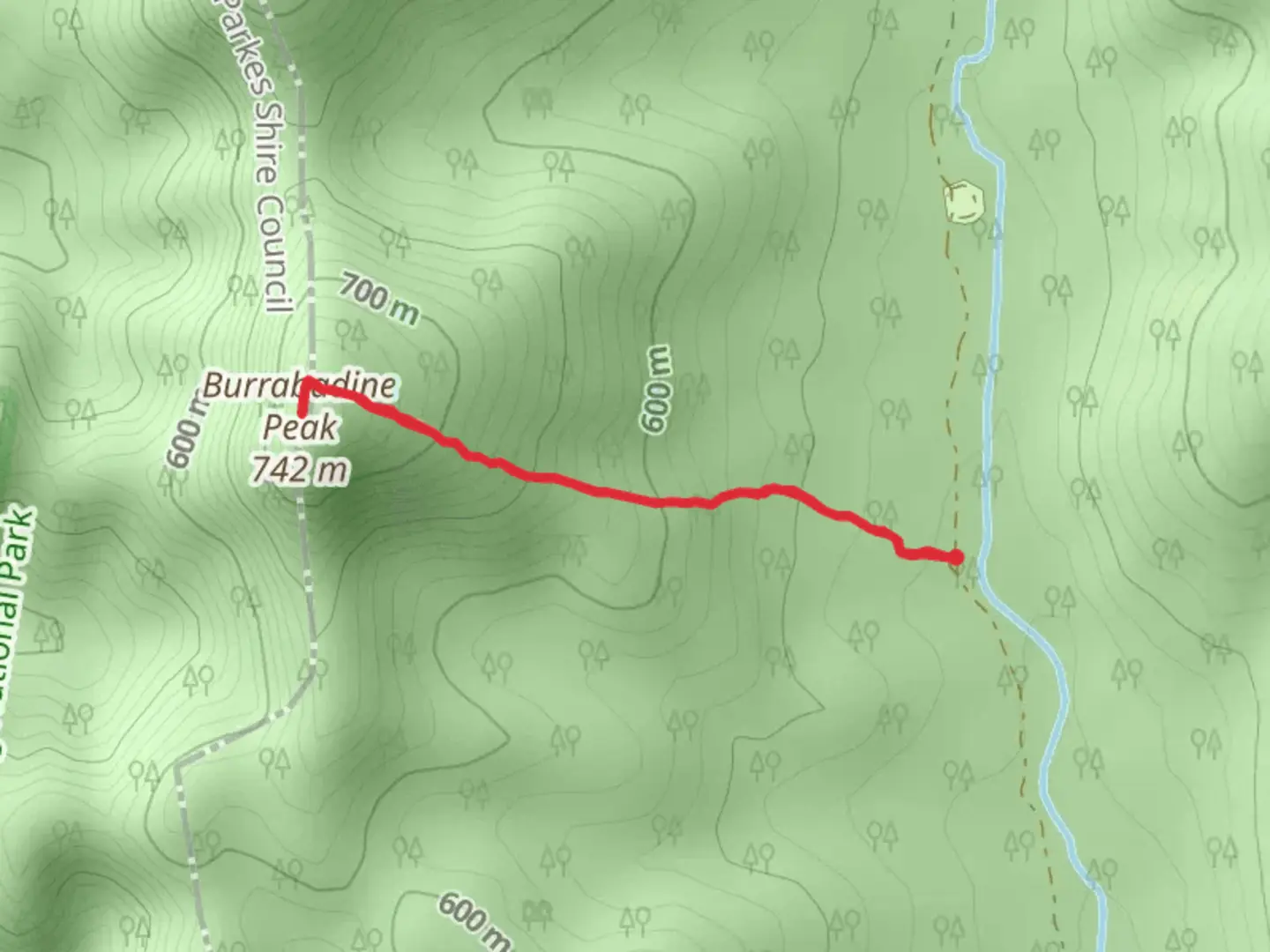 An image depicting the trail Burrabadine Track and its surrounding area.